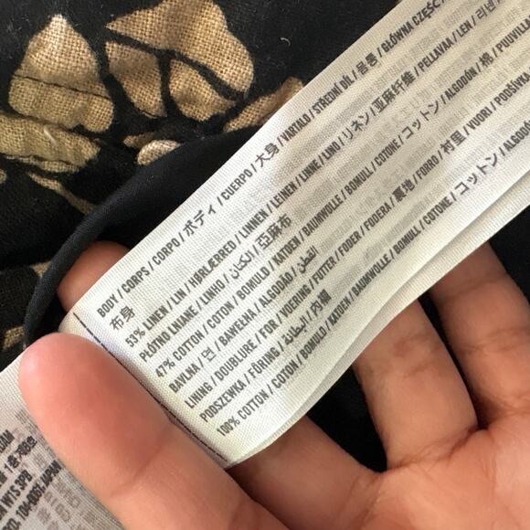 Abercrombie & Fitch Womens XL Linen Blend Brown Floral Midi Dress Ethreal - Picture 10 of 12